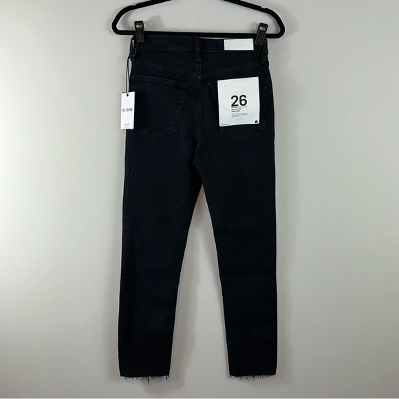 Re/Done 90s High Rise Ankle Crop Jeans in Jet Blue Black Size 26 - Picture 7 of 10